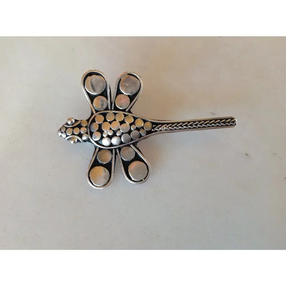 Sterling Silver DRAGONFLY Pin - Fine Detail Unique Artisan Handcrafted in Bali